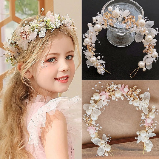 Forest Style Children's Headdress Princess Garland Pearl Butterfly Headband