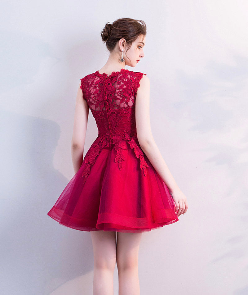 Cute lace short A line prom dress cocktail dress  8414