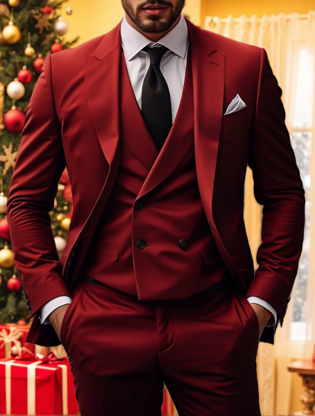 Men's Tailored Fit Single Breasted Two-buttons 3 Pieces Solid Colored Wedding Suits