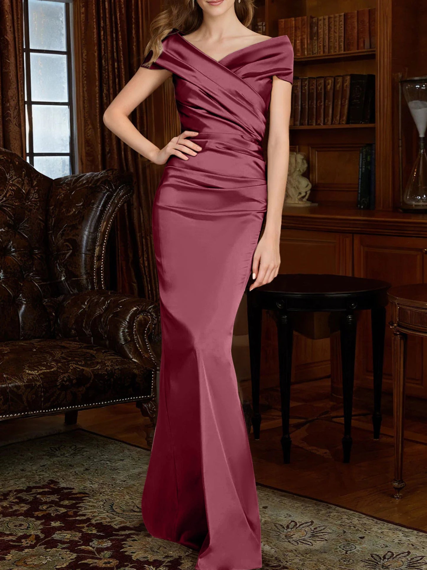 Sheath/Column Off-the-Shoulder Mother of the Bride Dresses