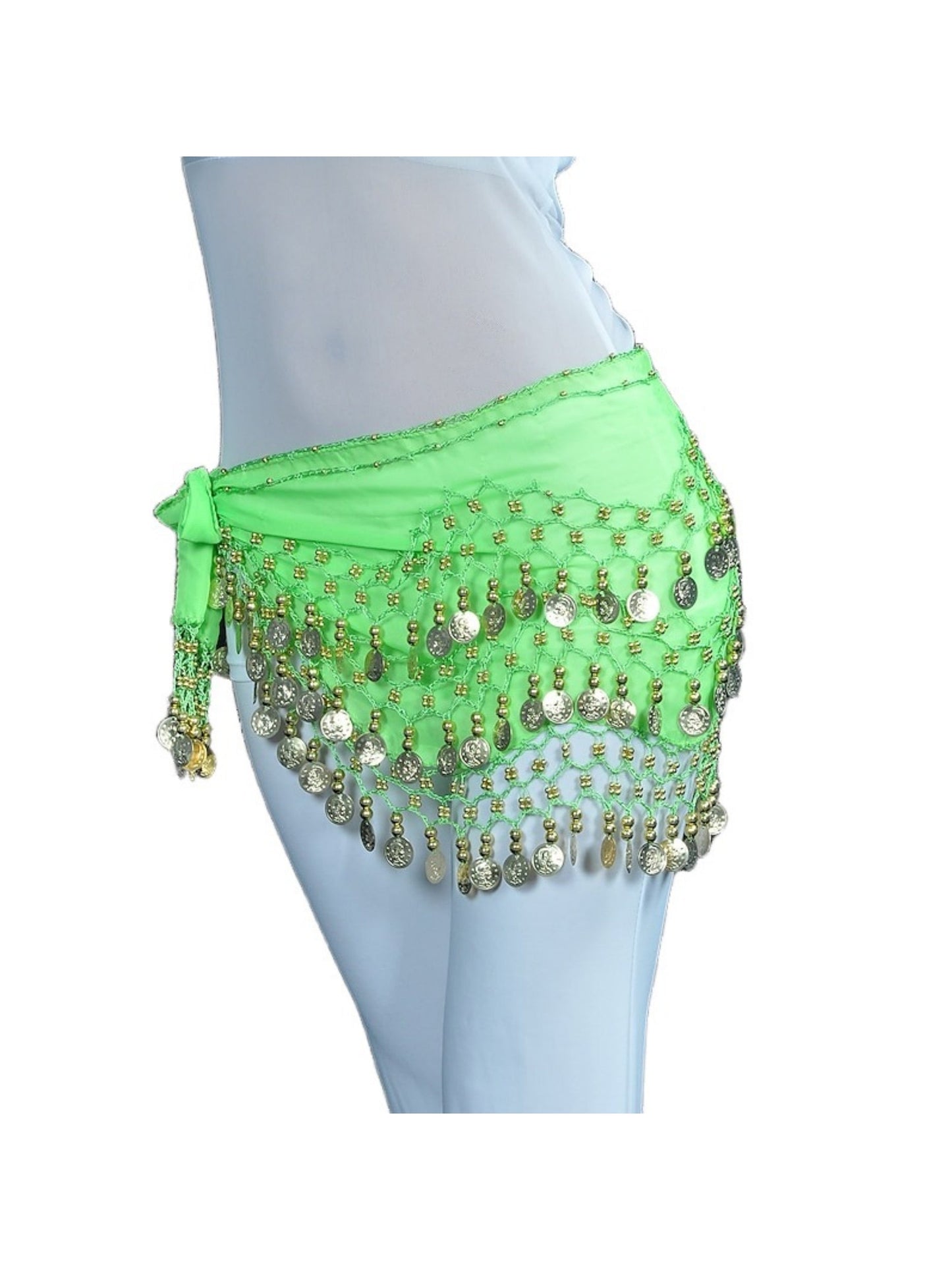 Belly Dance Hip Scarf Coin Sequin Women's Training Chiffon / Ballroom Gold Coin Belt