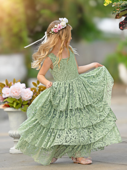 A-line Lace Tulle Floor-length Toddler Flower Girl Dress