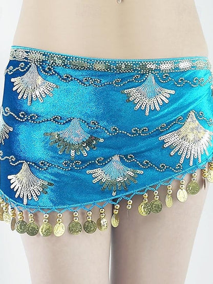 Belly Dance Belt Gold Coin Splicing Paillette Women's Performance Training High Polyester