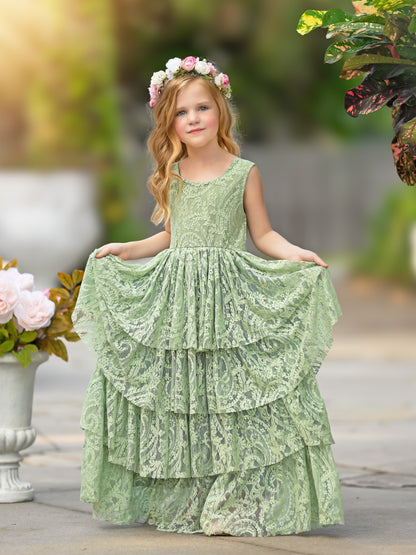 A-line Lace Tulle Floor-length Toddler Flower Girl Dress