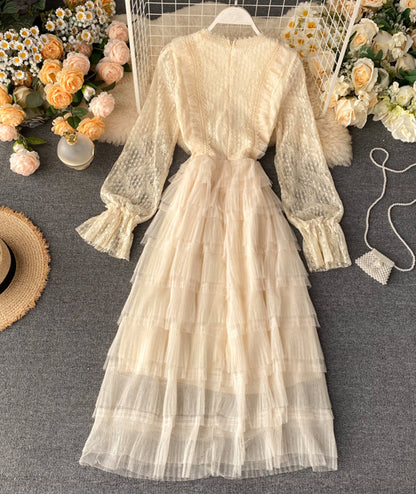 Cute long sleeve lace dress fashion girl dress  1060