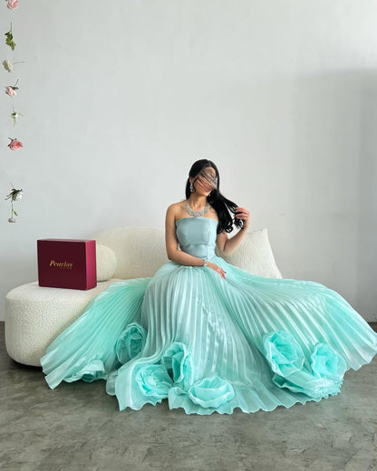 Stunning Mint Green Pleated Strapless Prom Dress ZT0624