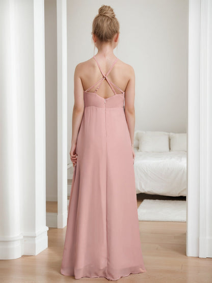 A-Line/Princess Halter Sleeveless Junior Bridesmaid Dresses with Ruffles