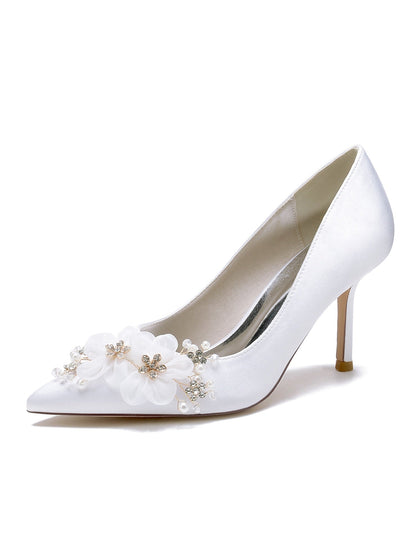 Women's Wedding Applique High Heel Pointed Toe Bridesmaid Shoes