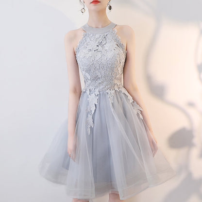 Cute gray lace short prom dress homecoming dress  8330