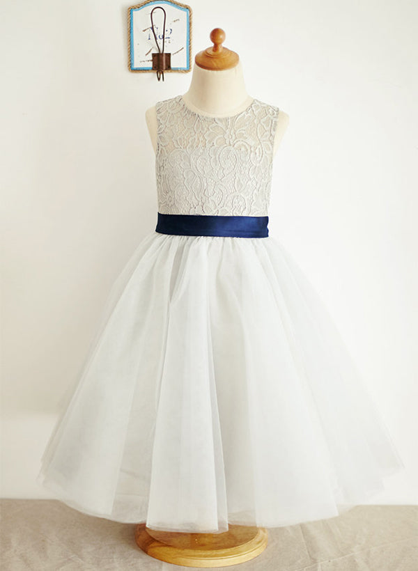 A-Line/Princess Tulle Flower Girl Dresses With Bowknot