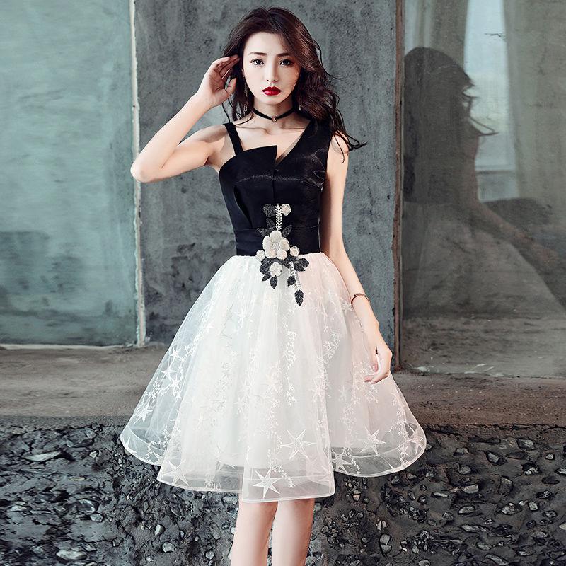 Black and white short prom dress homecoming dress  8360