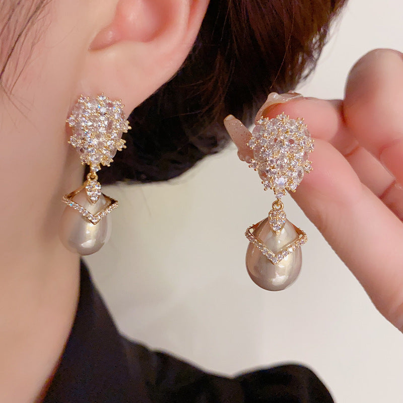 Luxury Champagne Artificial Pearl Earrings