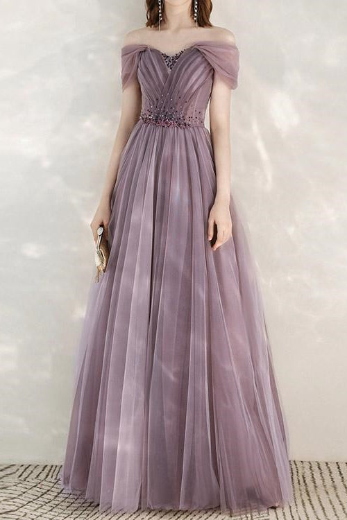 Edgynewlook Elegant Infinity Tulle Long Prom Dress With Sweetheart Sequins