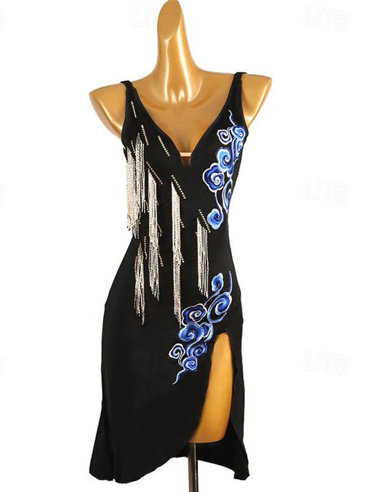 Latin Dance Dress Crystals/Rhinestones Women's Performance Daily Wear Sleeveless Spandex