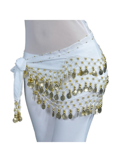 Belly Dance Hip Scarf Coin Sequin Women's Training Chiffon / Ballroom Gold Coin Belt