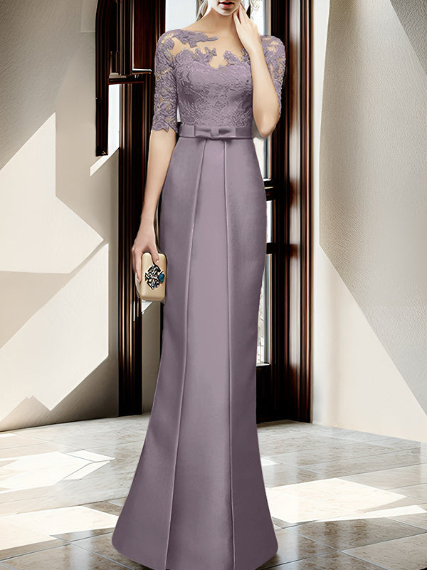 Sheath/Column Illusion Neck Floor-length Mother of the Bride Dresses