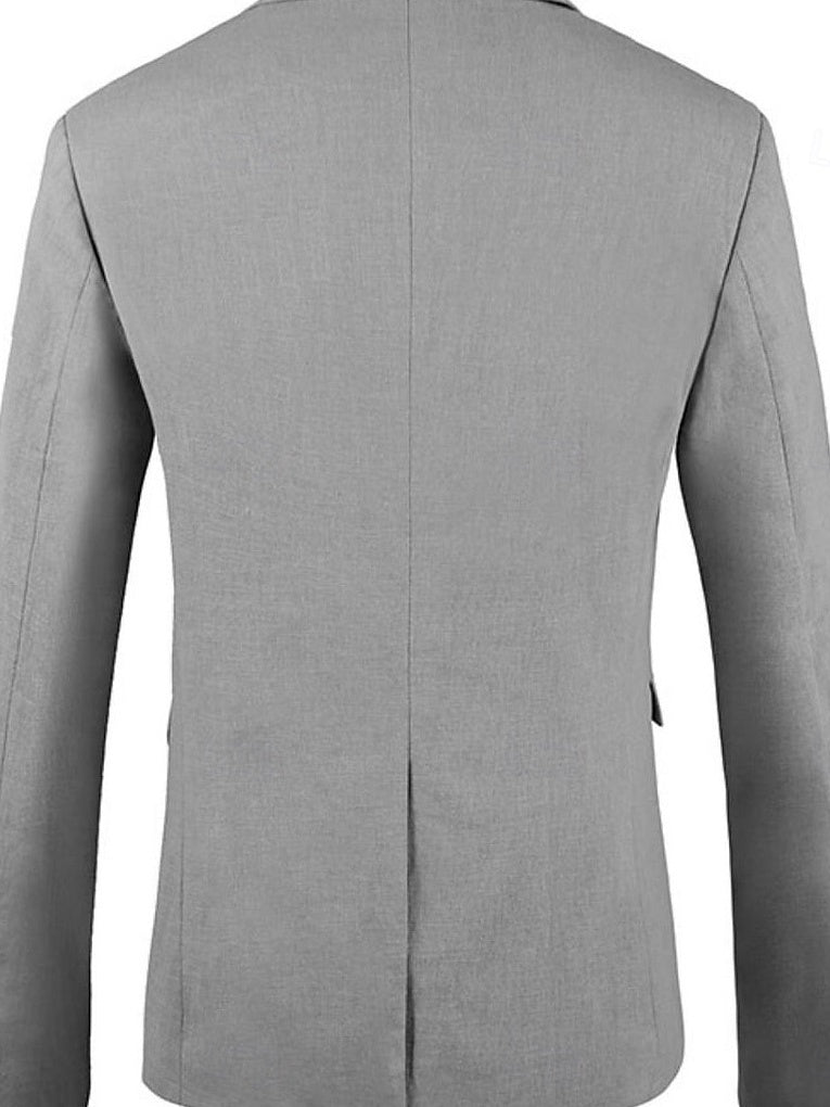 Men's Linen Blazer Fashion Casual Regular Tailored Fit Single Breasted Two-buttons Blazer Jacket