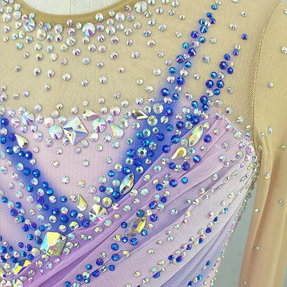 Sparkling Figure Skating Women's Girls' Long Sleeves Skating Training Dress