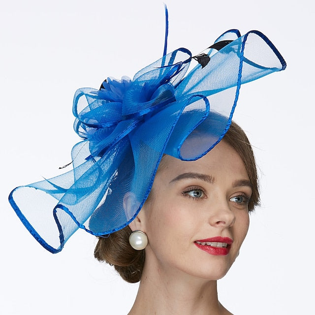 Women's Net Tea Party Special Occasion Wedding With Flowers Headpiece