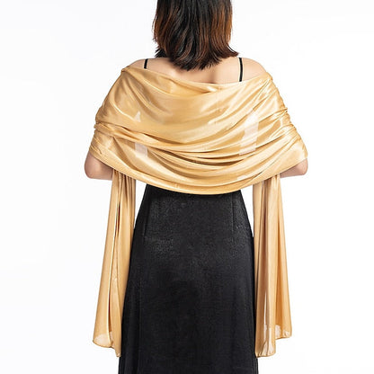 Women's Imitation Silk Sheer Scarf Cape Solid Color Long Shawl Wrap