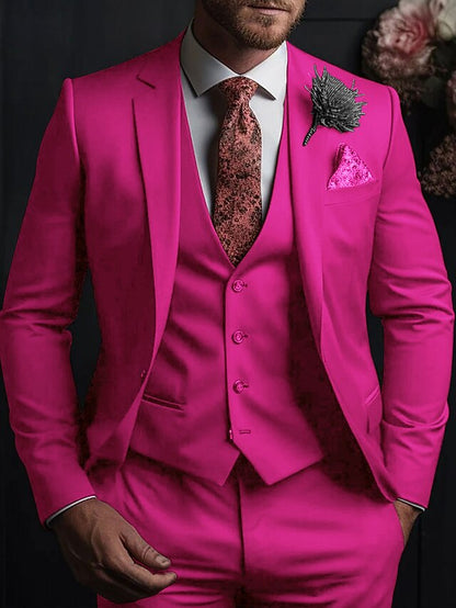 Men's Tailored Fit Single Breasted Three-buttons 3 Pieces Wedding Suits