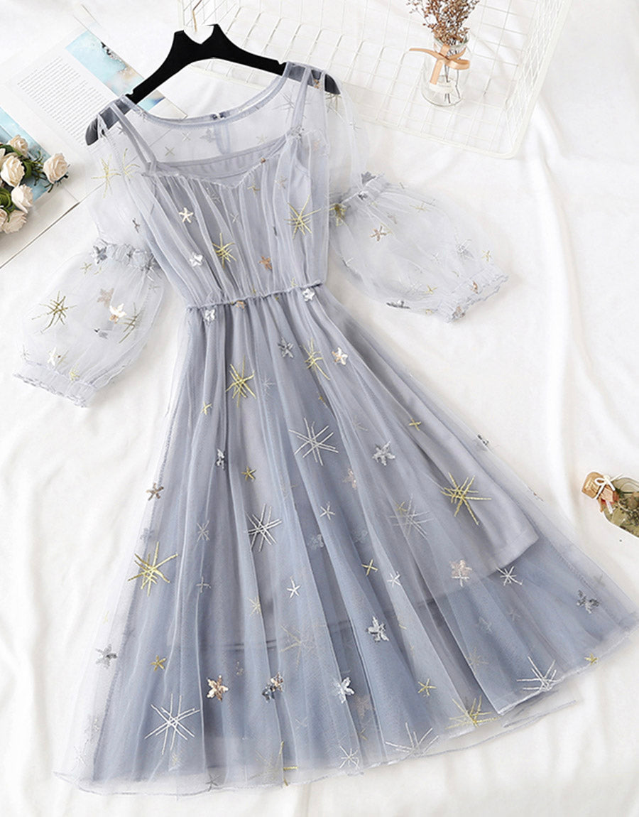 A line tulle short dress fashion girl dress women's summer dress  1152