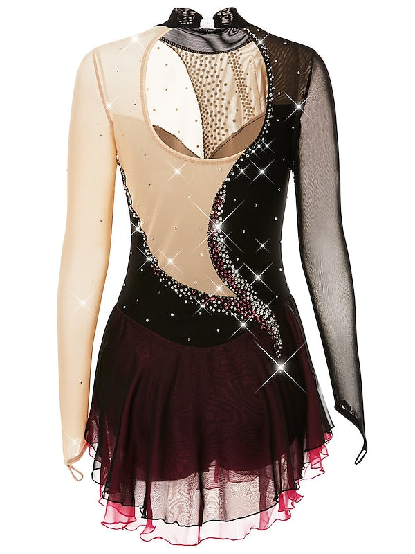 Figure Skating Dress Women's Girls' Dancewear Mesh Spandex Crystal/Rhinestone Skating Dress