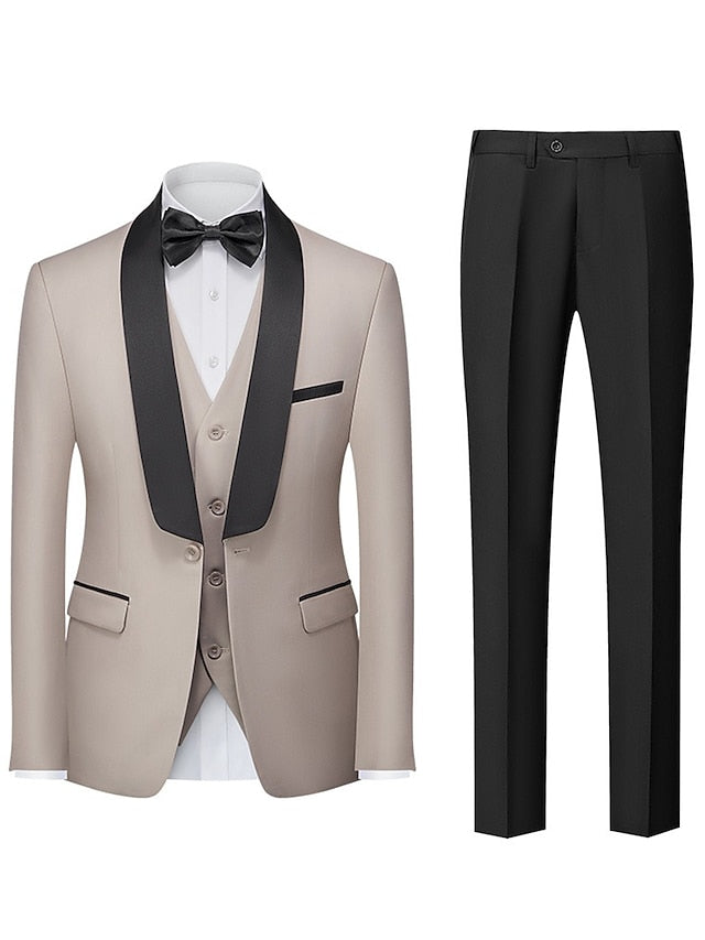 Men's Tailored Fit Single Breasted One-button 3 Pieces Wedding Suits