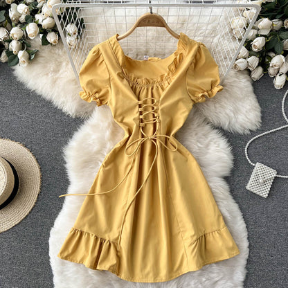 Cute A Line Lace Up Dress Fashion Girl Dress  10664