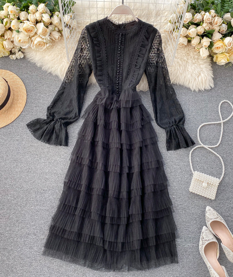 Cute long sleeve lace dress fashion girl dress  1060