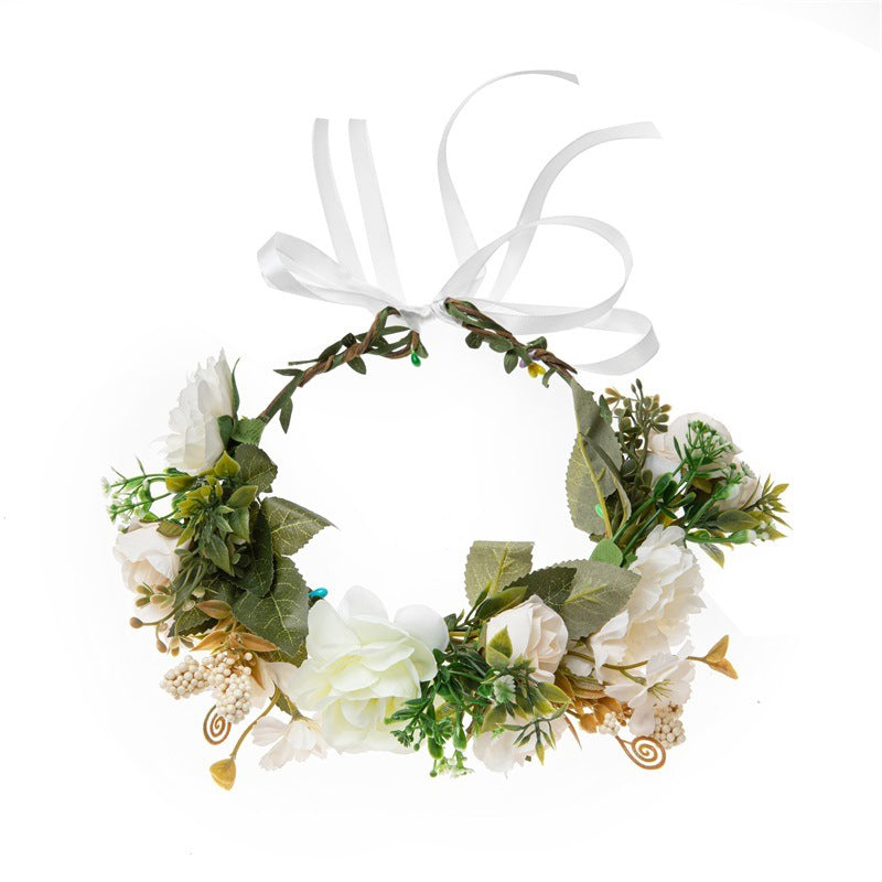 Forest Style Rose Garland Female Bohemian Simulated Fabric Grass Ring Creative Photo Garland Headdress