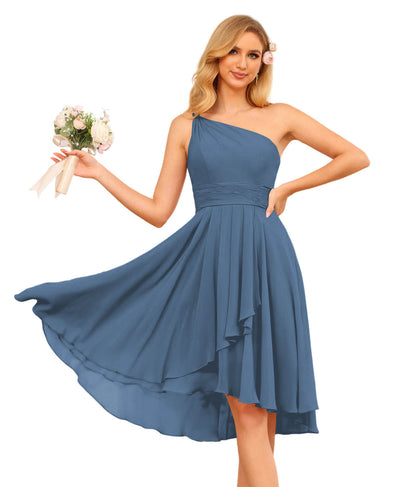 Elegant One shoulder Homecoming Dress Sleeveless Prom Dress YJ195