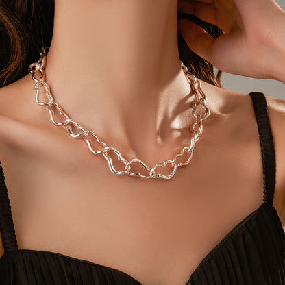 Cool Punk Irregular Circle Alloy Collarbone Necklace