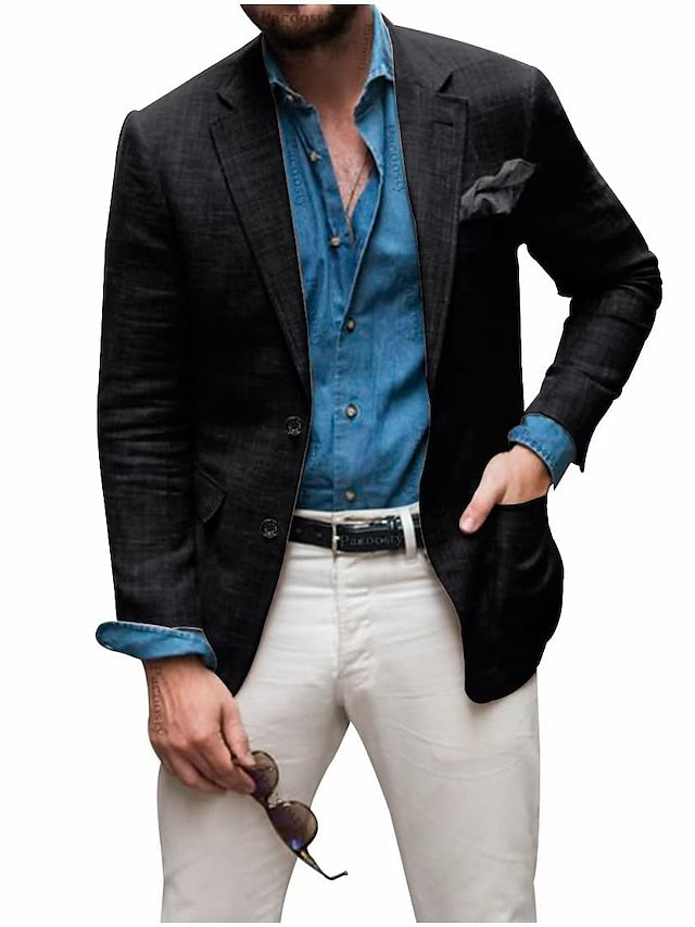 Men's Tailored Fit Single Breasted Two-buttons Blazer Jacket