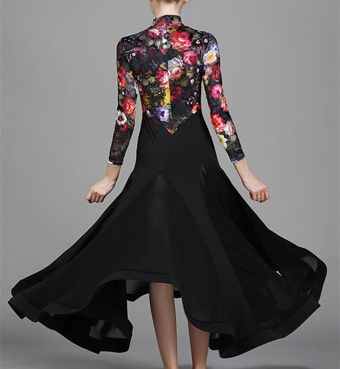 Women's Dancewear Ballroom Dance Long Sleeve  Dress Floral Print Women's Performance Training Polyester