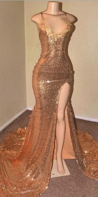 Sequins Mermaid V-Neck Prom Dress PD072