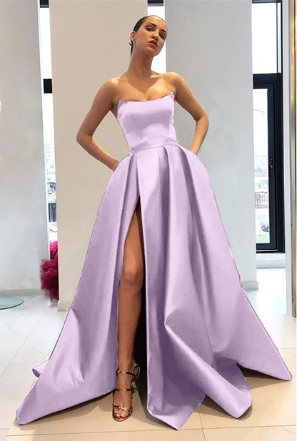 edgynewlook Strapless Burgundy Mermaid Prom Dress With Slit