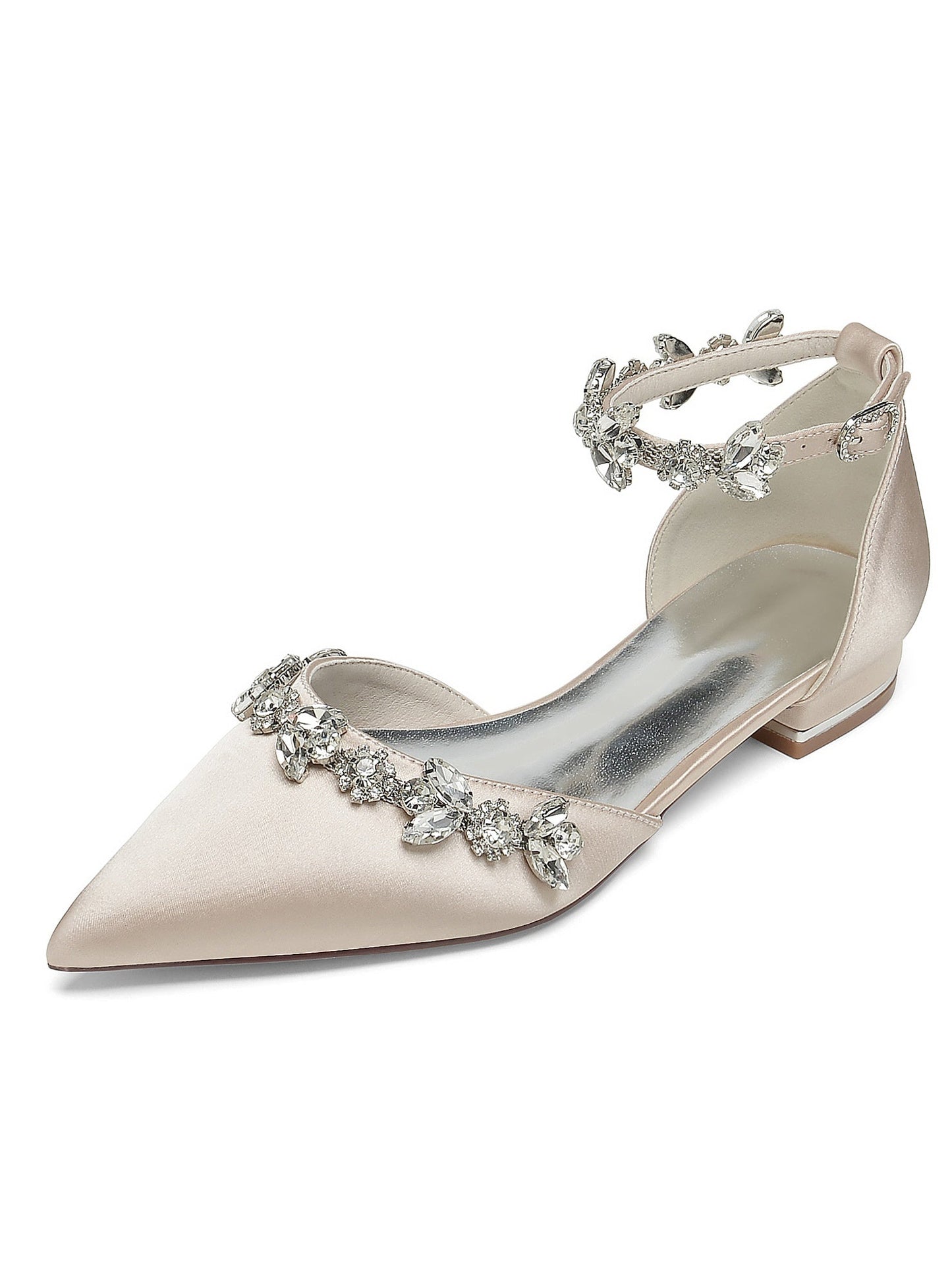 Women's Rhinestone Low Heel Pointed Toe Bridesmaid Shoes