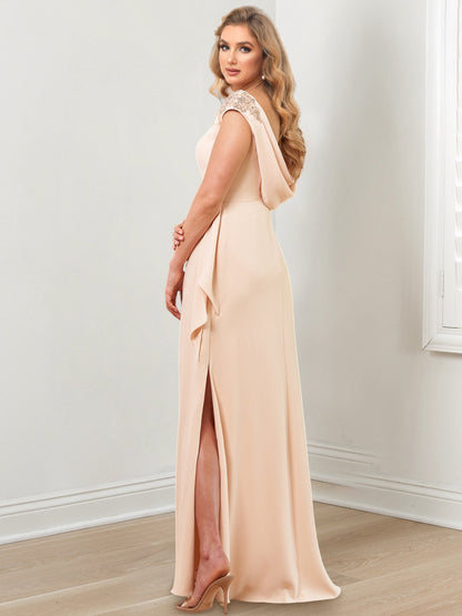 Sheath/Column V-Neck Floor-Length Mother of the Bride Dresses