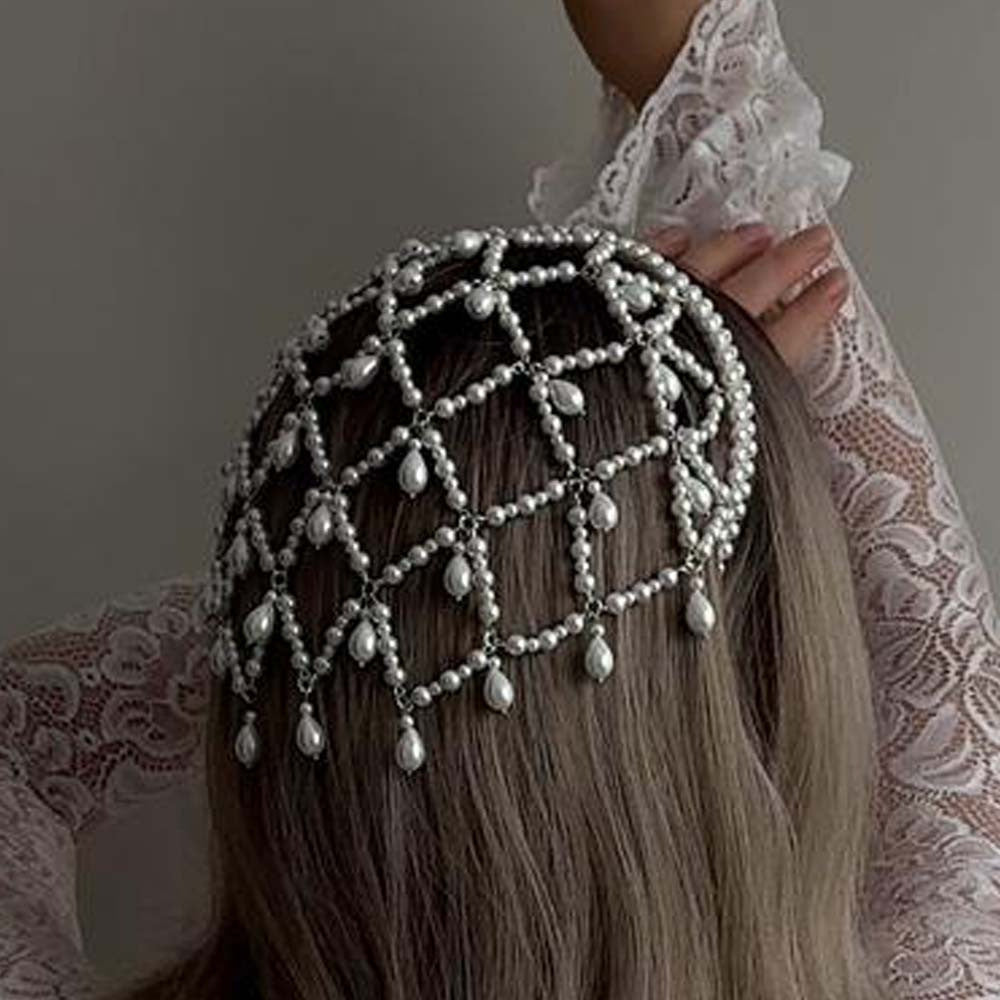 Silver Wedding Special Occasion Elegant Tassel Headpieces With Imitation Pearl