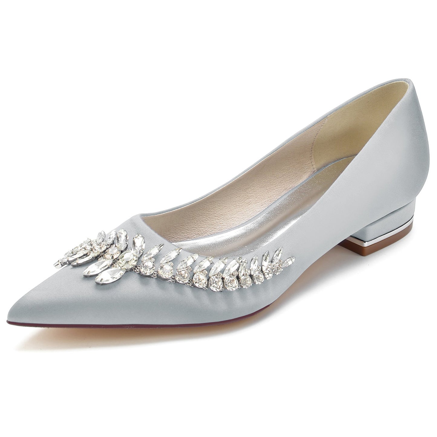 Women's Wedding Shoes White Imitation Rhinestone Low Heel Pointed Toe Bridal Shoes