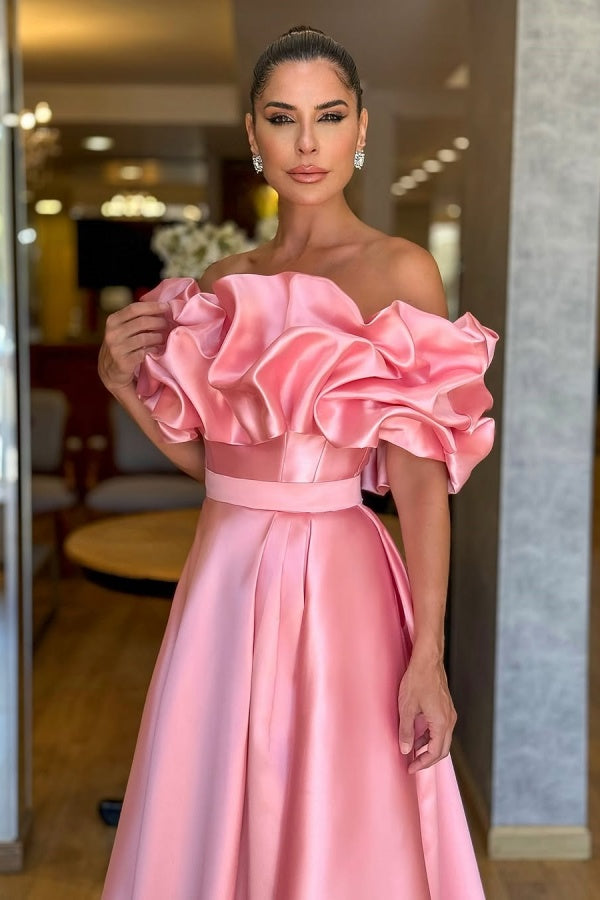 Lovely Pink Off-The-Shoulder Prom Dress ZT0470