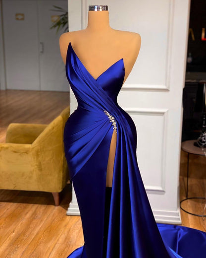 Royal Blue Sweetheart Prom Dress With Split PD0100