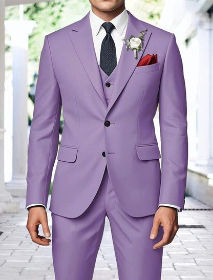 Men's Fashion Sage Single Breasted Two Buttons Party 3 Pieces Wedding Suits