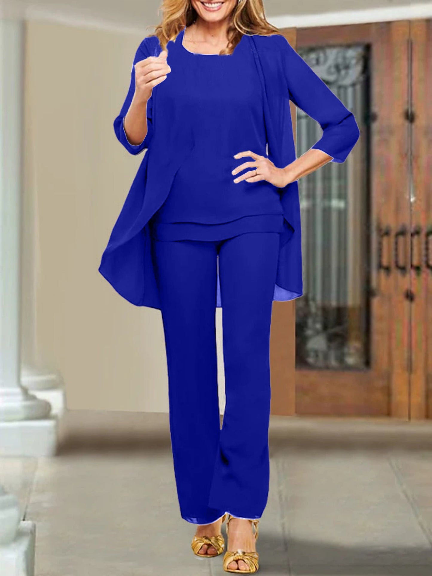 Chiffon Scoop Mother of the Bride Pantsuits