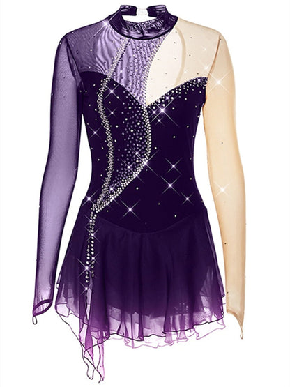 Figure Skating Dress Women's Girls' Dancewear Mesh Spandex Crystal/Rhinestone Skating Dress