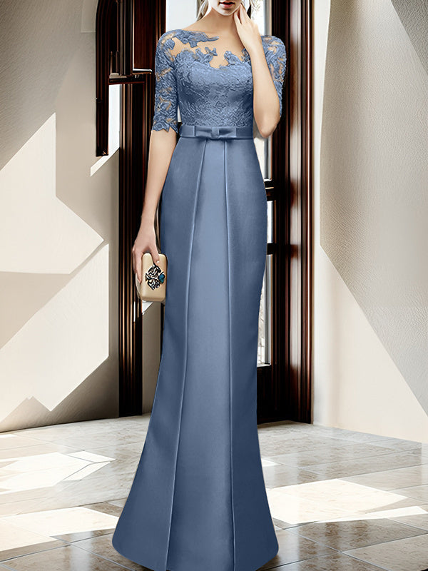 Sheath/Column Illusion Neck Floor-length Mother of the Bride Dresses