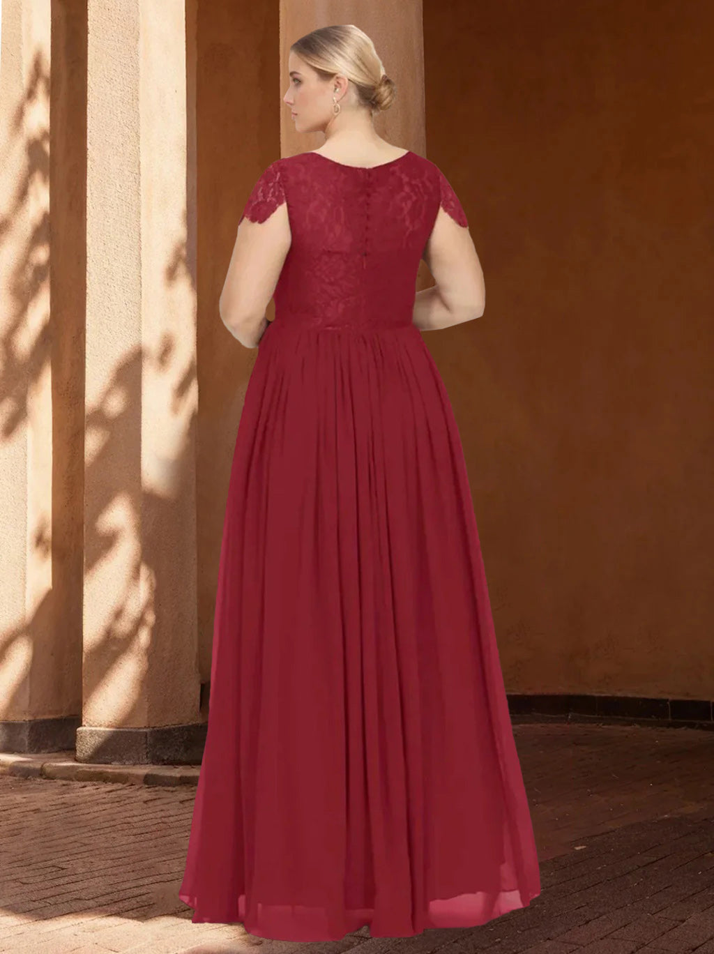 A-Line/Princess Scoop Neck Short Sleeves Floor-Length Plus Size Bridesmaid Dress With Embroidery