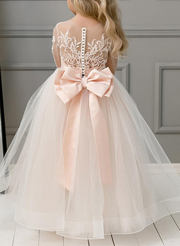 A-Line/Princess Scoop Flower Girl Dresses With Bowknot