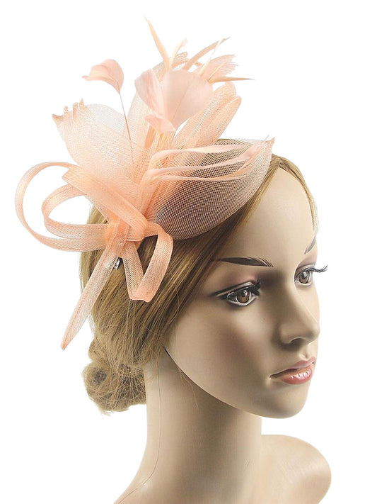 Vintage Organza Wedding Floppy Hat Fascinators/Headpiece with Feather & Bow